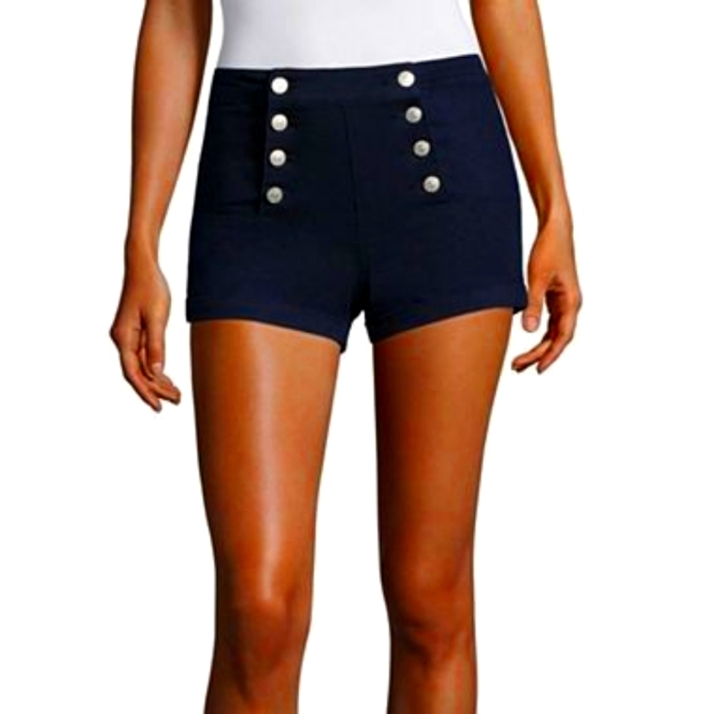 High-Waisted Button Shorts